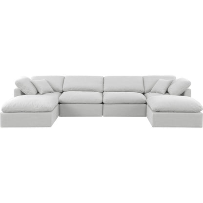 Indulge White Linen Textured Fabric Modular Sectional