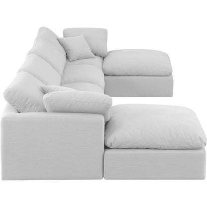 Indulge White Linen Textured Fabric Modular Sectional