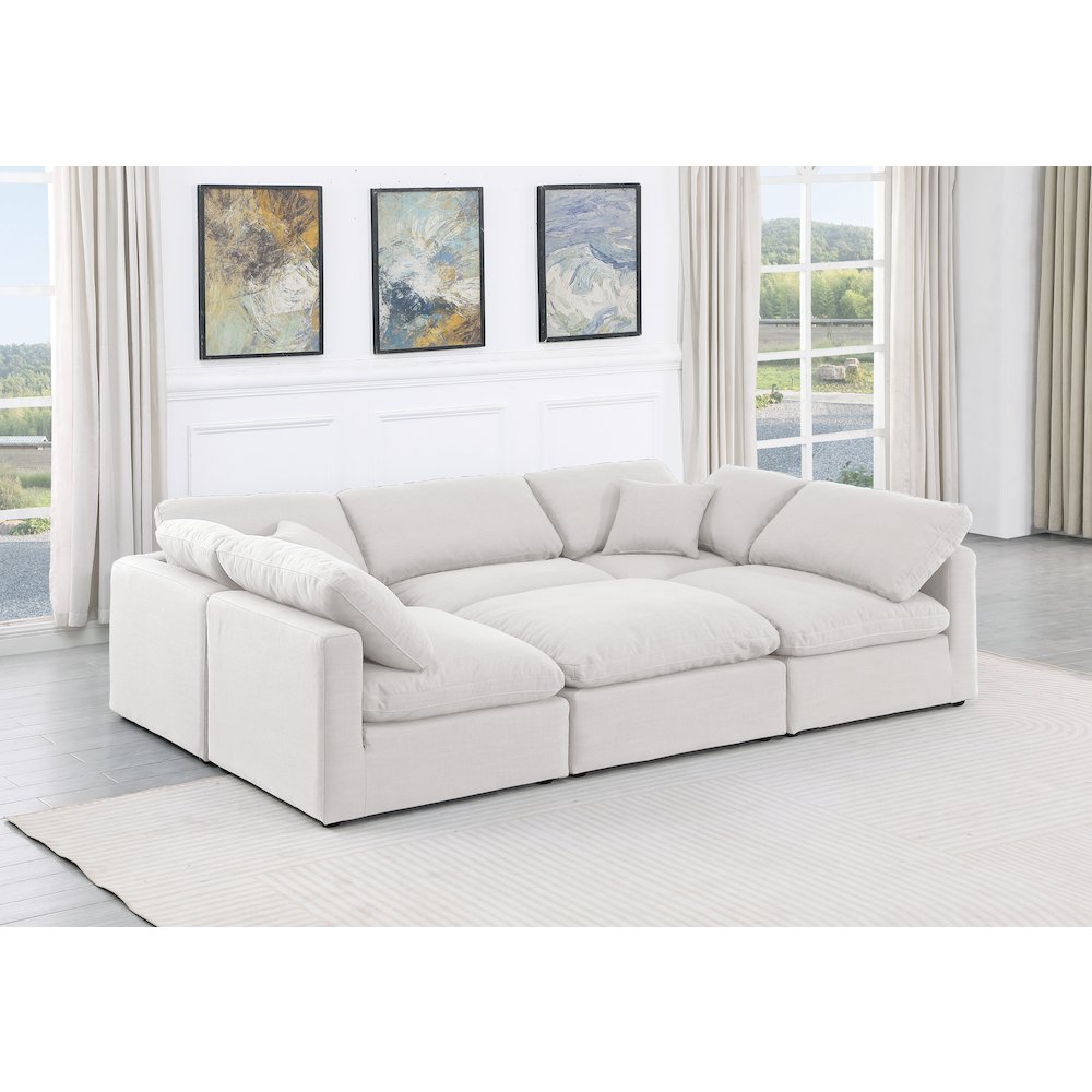 Indulge White Linen Textured Fabric Modular Sectional
