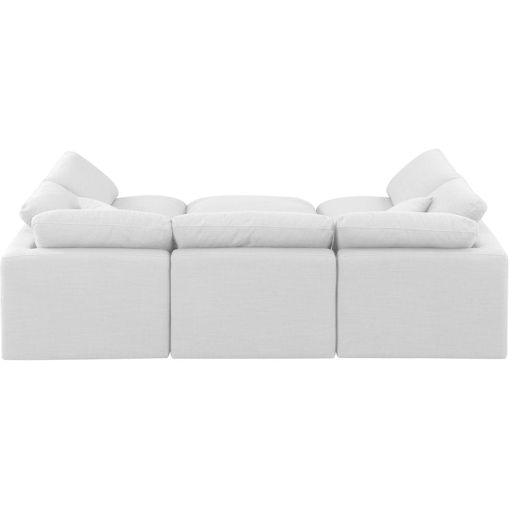 Indulge White Linen Textured Fabric Modular Sectional