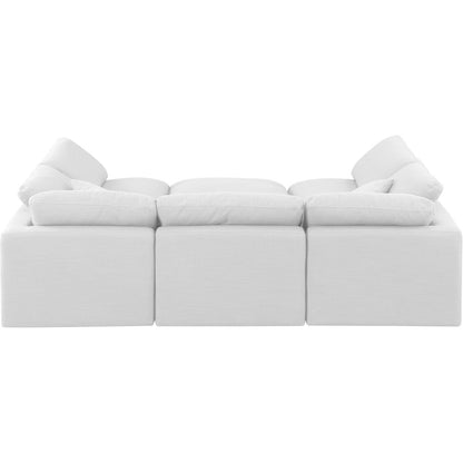 Indulge White Linen Textured Fabric Modular Sectional