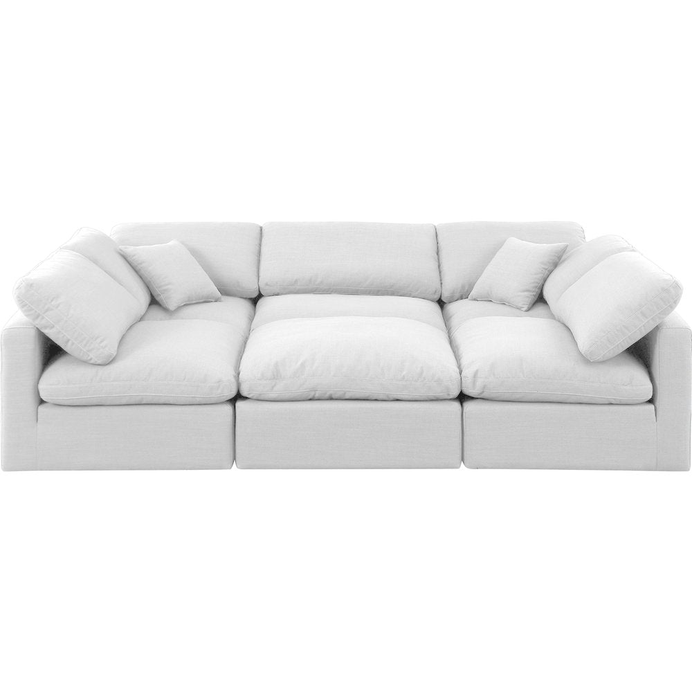 Indulge White Linen Textured Fabric Modular Sectional