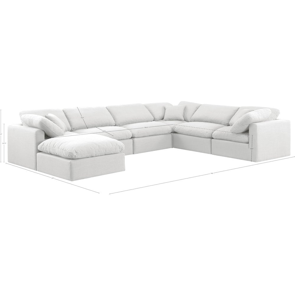 Indulge White Linen Textured Fabric Modular Sectional