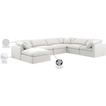 Indulge White Linen Textured Fabric Modular Sectional