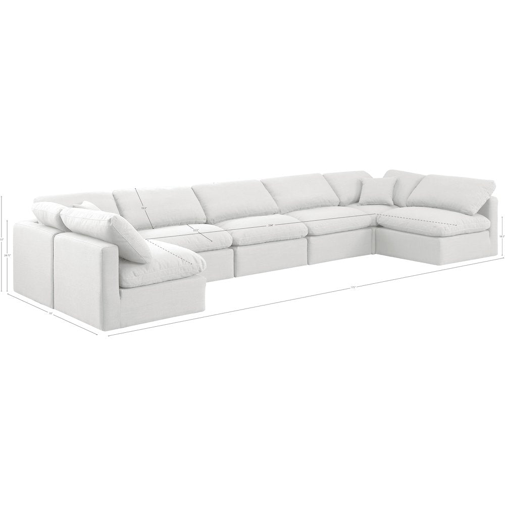 Indulge White Linen Textured Fabric Modular Sectional