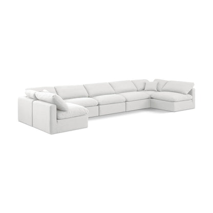 Indulge White Linen Textured Fabric Modular Sectional