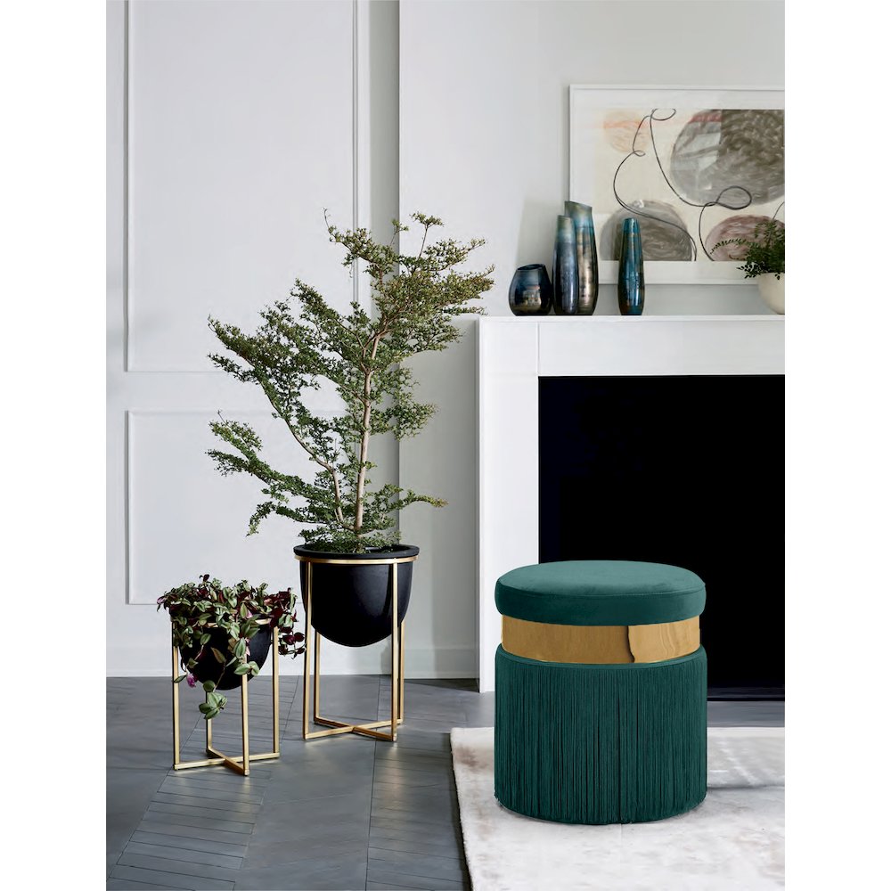 Yasmine Green Velvet Ottoman/Stool