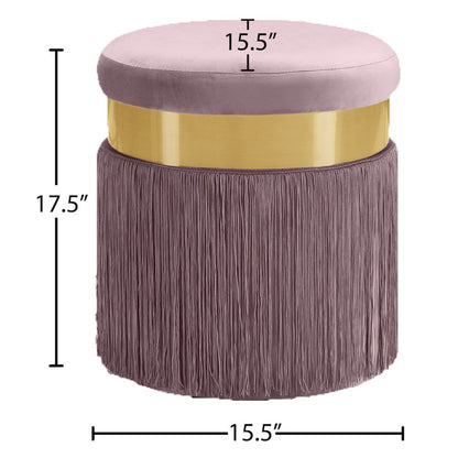 Yasmine Pink Velvet Ottoman/Stool