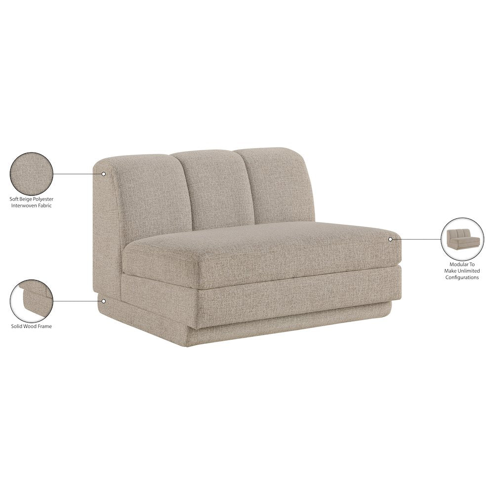 Modari Beige Fabric Upholstered Armless Chair