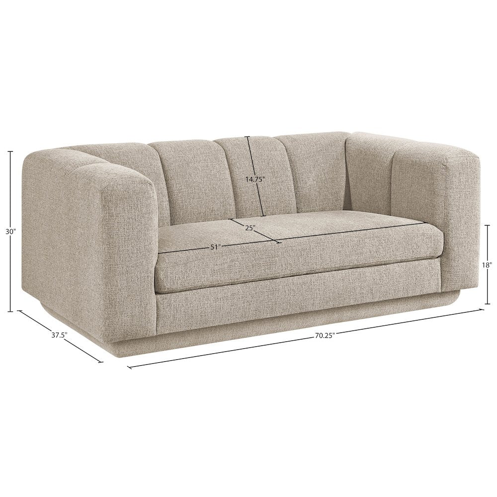 Modari 70.25" Beige Fabric Upholstered Loveseat