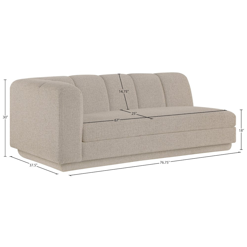 Modari 76.75" Beige Fabric Upholstered Left Arm Sofa