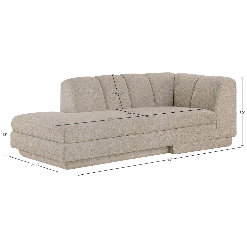 Modari Beige Fabric Upholstered Right Arm Chaise