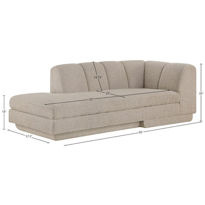 Modari Beige Fabric Upholstered Right Arm Chaise