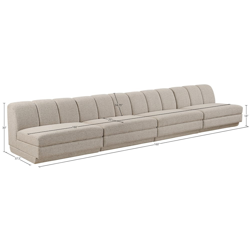 Modari Beige Fabric Upholstered 4pc. Modular Sofa