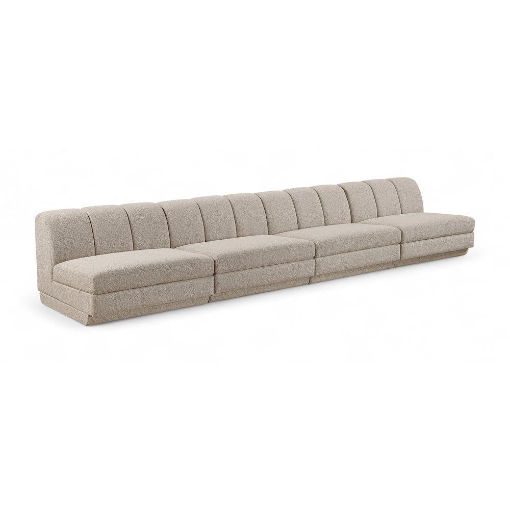 Modari Beige Fabric Upholstered 4pc. Modular Sofa