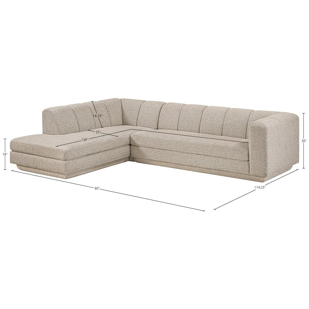Modari Beige Fabric Upholstered 2pc. Modular Sectional