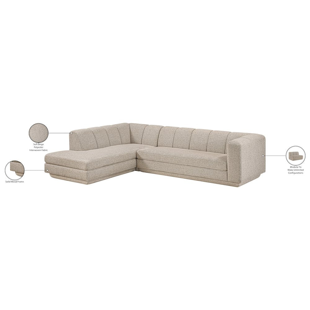 Modari Beige Fabric Upholstered 2pc. Modular Sectional