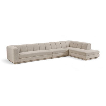 Modari Beige Fabric Upholstered 3pc. Modular Sectional