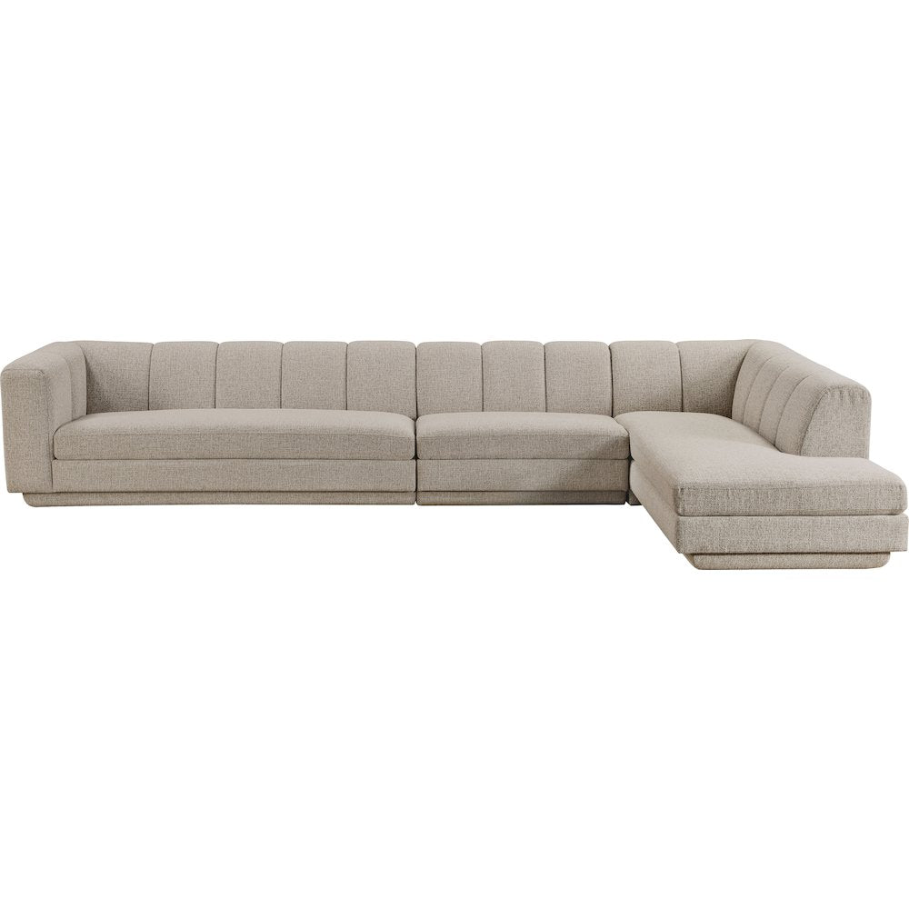 Modari Beige Fabric Upholstered 3pc. Modular Sectional