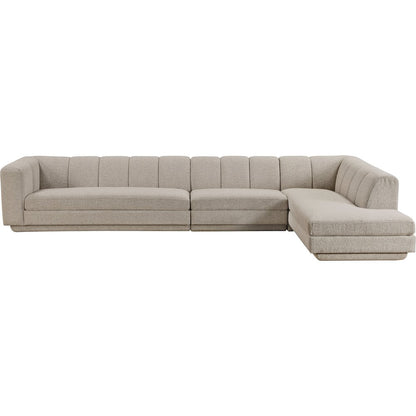 Modari Beige Fabric Upholstered 3pc. Modular Sectional