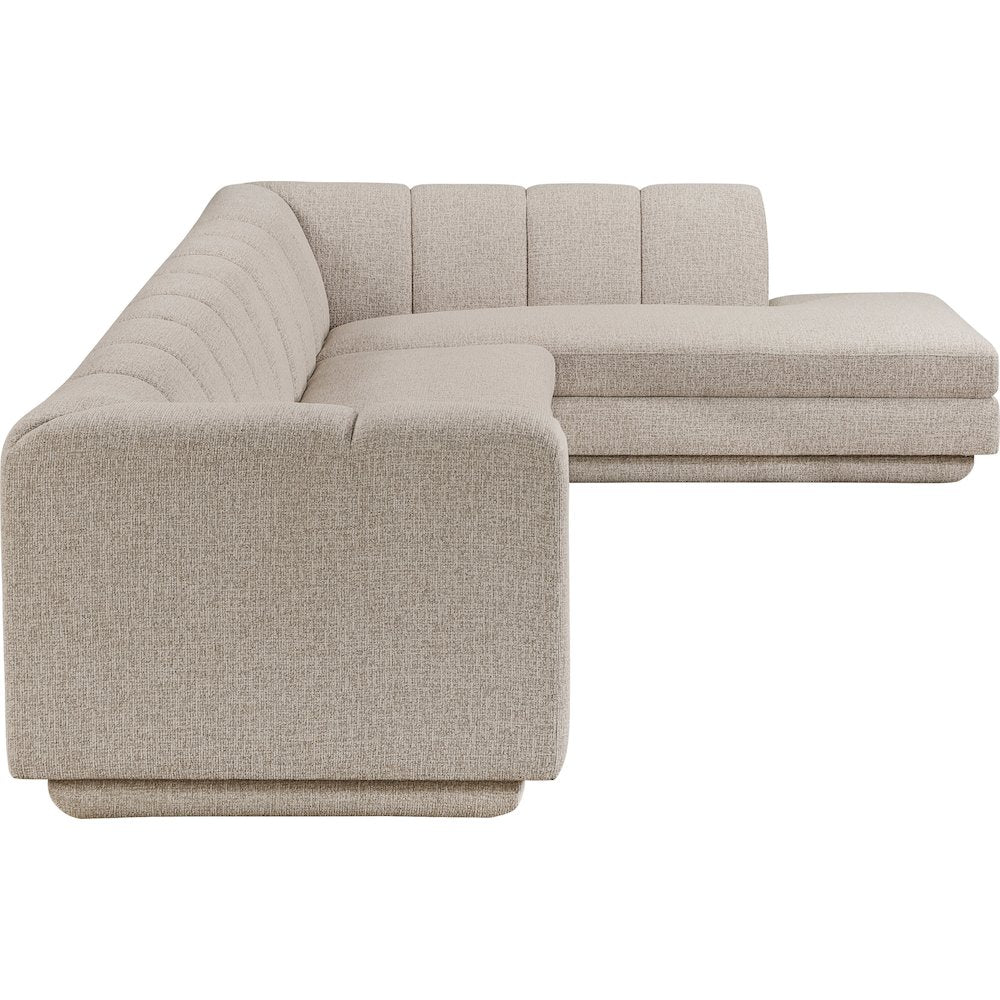 Modari Beige Fabric Upholstered 3pc. Modular Sectional