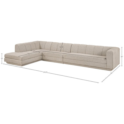 Modari Beige Fabric Upholstered 3pc. Modular Sectional