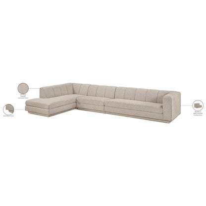 Modari Beige Fabric Upholstered 3pc. Modular Sectional