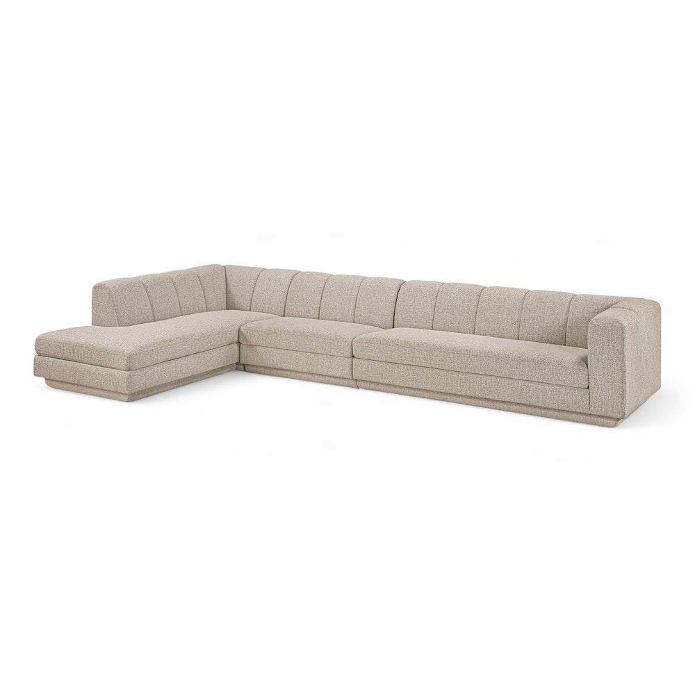 Modari Beige Fabric Upholstered 3pc. Modular Sectional