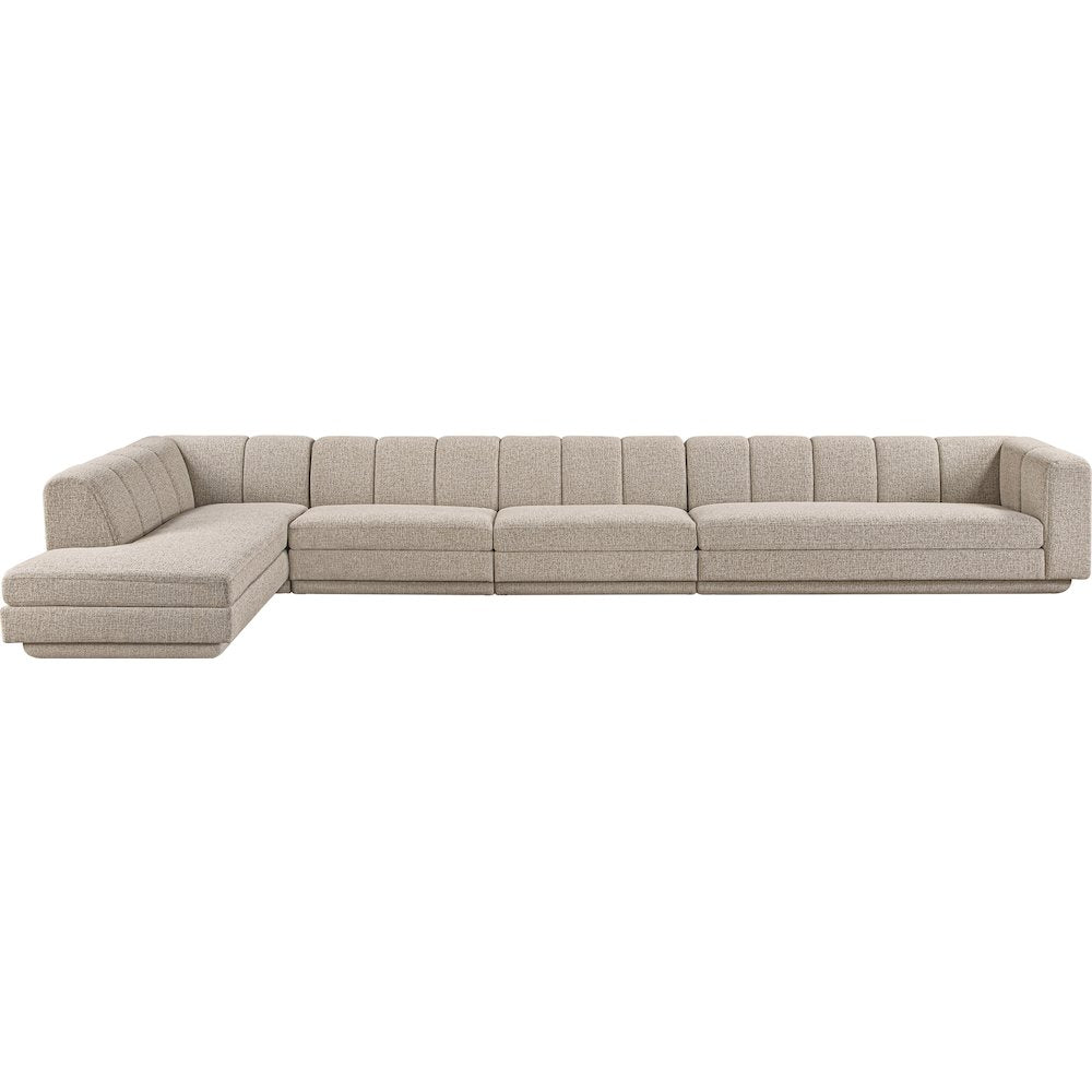 Modari Beige Fabric Upholstered 3pc. Modular Sectional