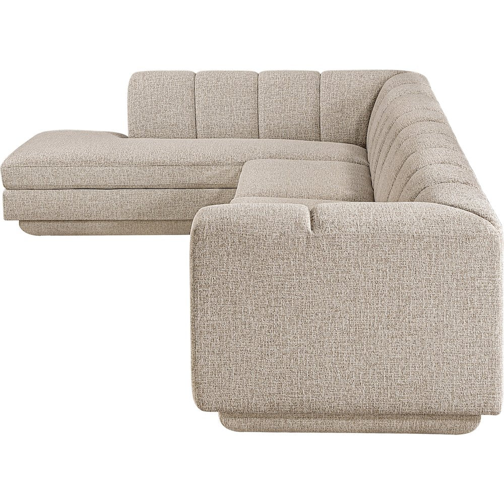 Modari Beige Fabric Upholstered 3pc. Modular Sectional