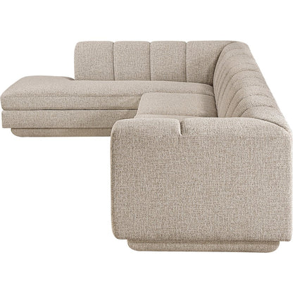 Modari Beige Fabric Upholstered 3pc. Modular Sectional