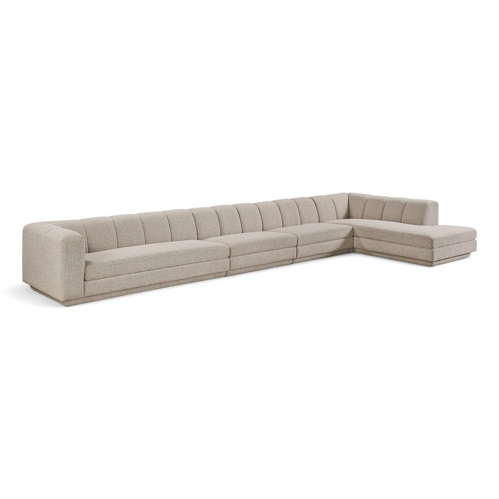 Modari Beige Fabric Upholstered 4pc. Modular Sectional