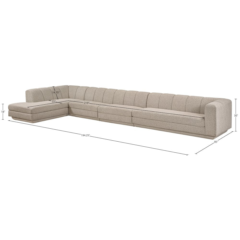 Modari Beige Fabric Upholstered 4pc. Modular Sectional