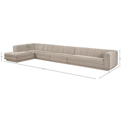Modari Beige Fabric Upholstered 4pc. Modular Sectional