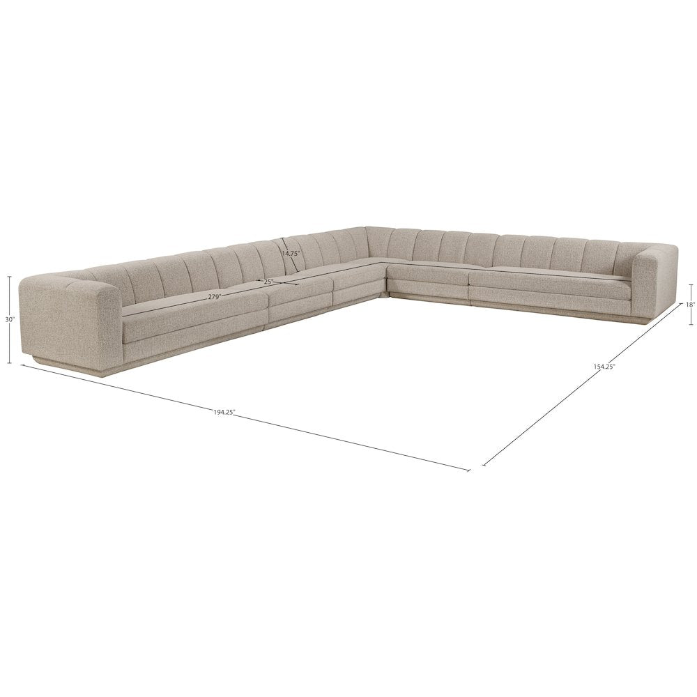 Modari Beige Fabric Upholstered 6pc. Modular Sectional