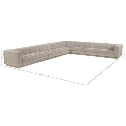Modari Beige Fabric Upholstered 6pc. Modular Sectional