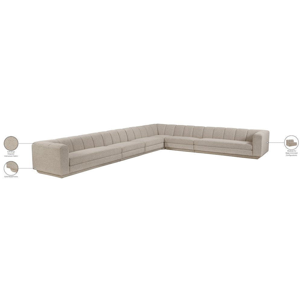 Modari Beige Fabric Upholstered 6pc. Modular Sectional