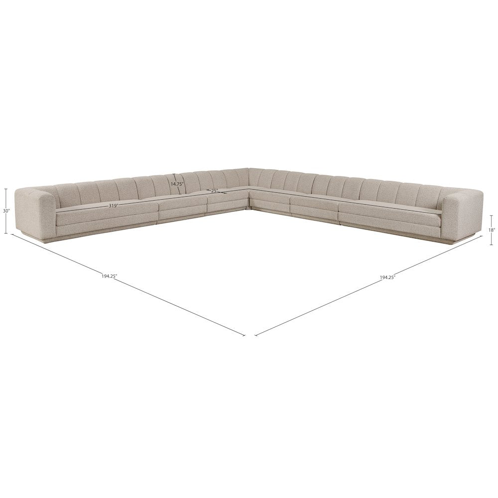 Modari Beige Fabric Upholstered 7pc. Modular Sectional