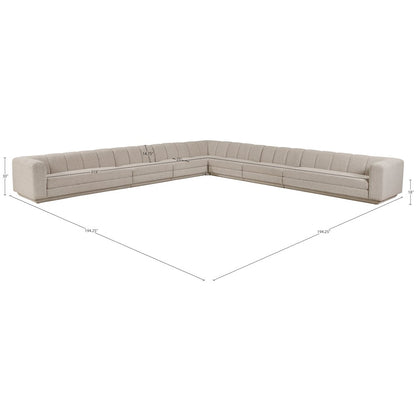 Modari Beige Fabric Upholstered 7pc. Modular Sectional