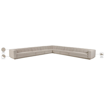 Modari Beige Fabric Upholstered 7pc. Modular Sectional