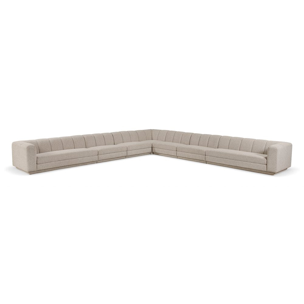 Modari Beige Fabric Upholstered 7pc. Modular Sectional