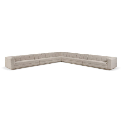 Modari Beige Fabric Upholstered 7pc. Modular Sectional