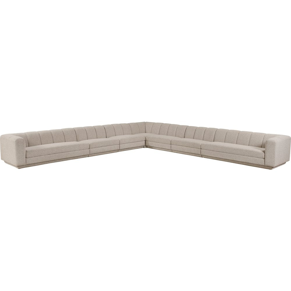 Modari Beige Fabric Upholstered 7pc. Modular Sectional