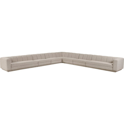 Modari Beige Fabric Upholstered 7pc. Modular Sectional