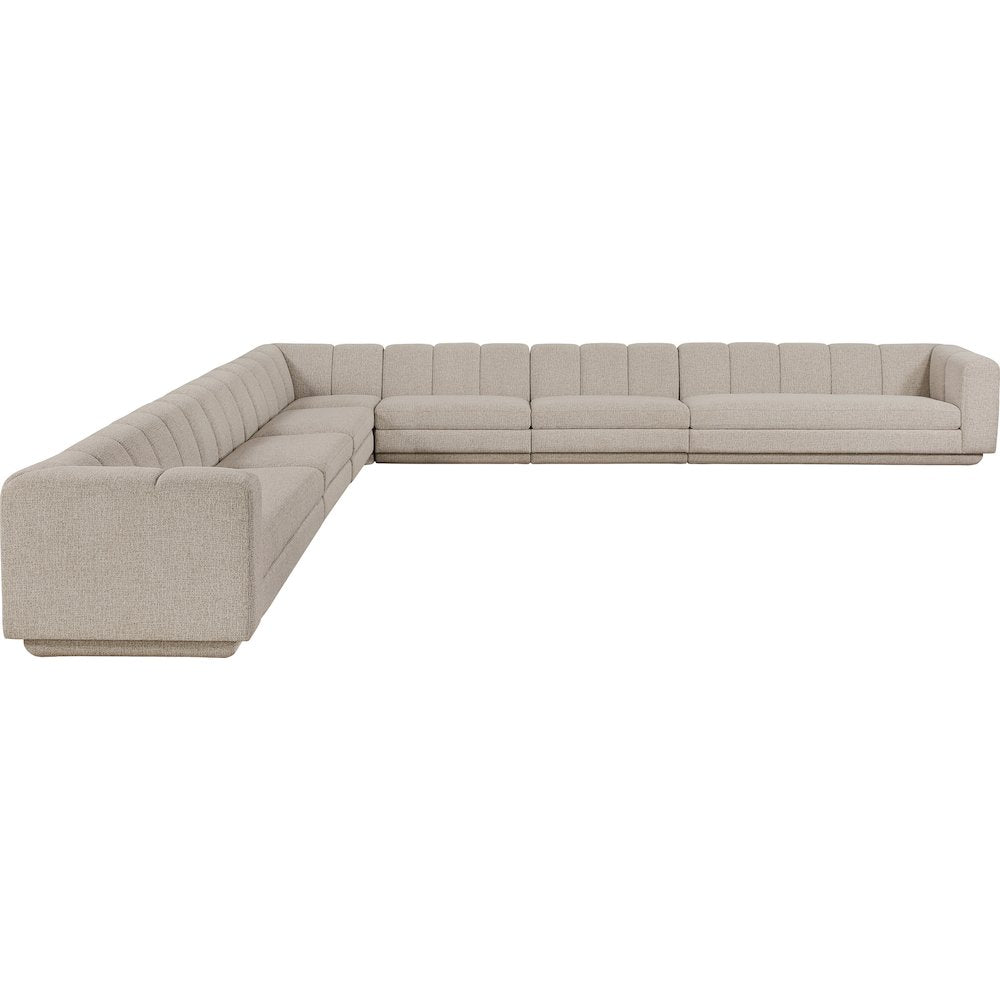 Modari Beige Fabric Upholstered 7pc. Modular Sectional