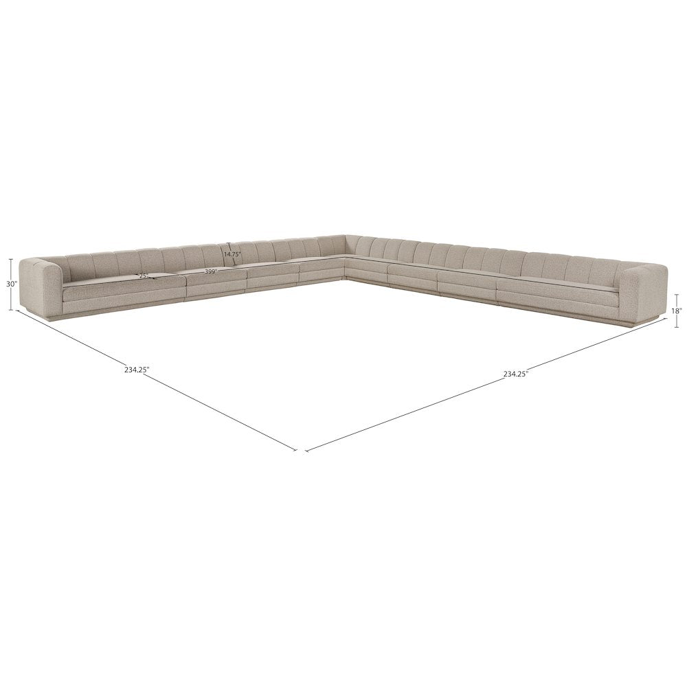 Modari Beige Fabric Upholstered 9pc. Modular Sectional