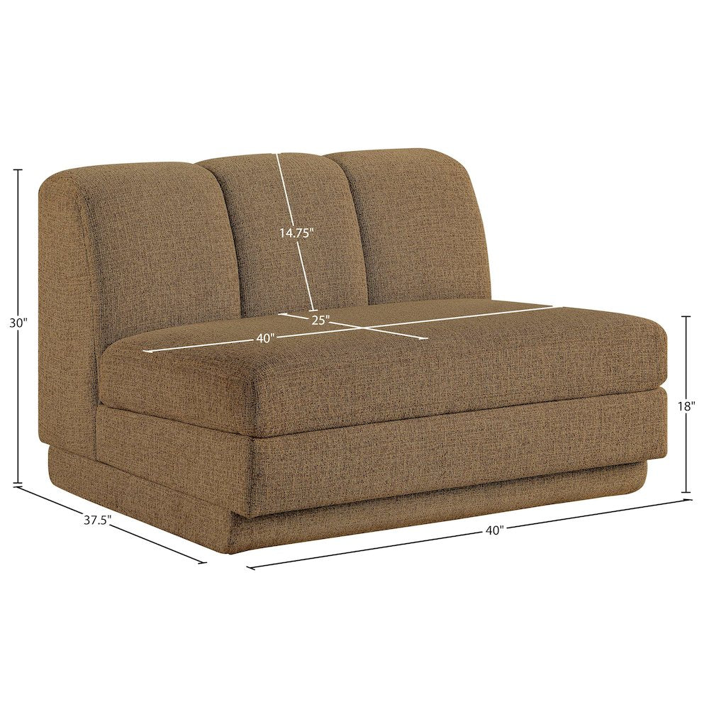Modari Brown Fabric Upholstered Armless Chair