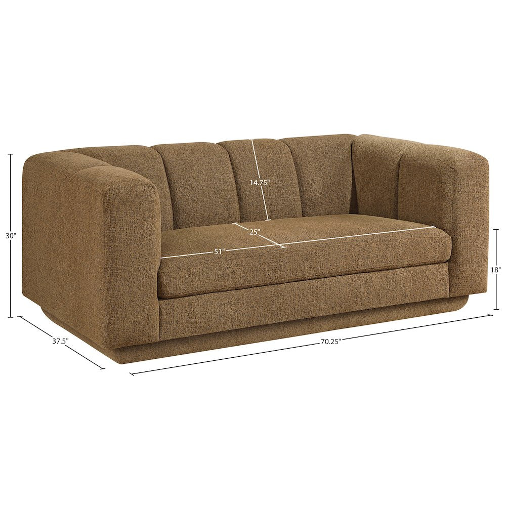 Modari 70.25" Brown Fabric Upholstered Loveseat