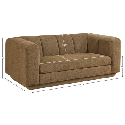 Modari 70.25" Brown Fabric Upholstered Loveseat