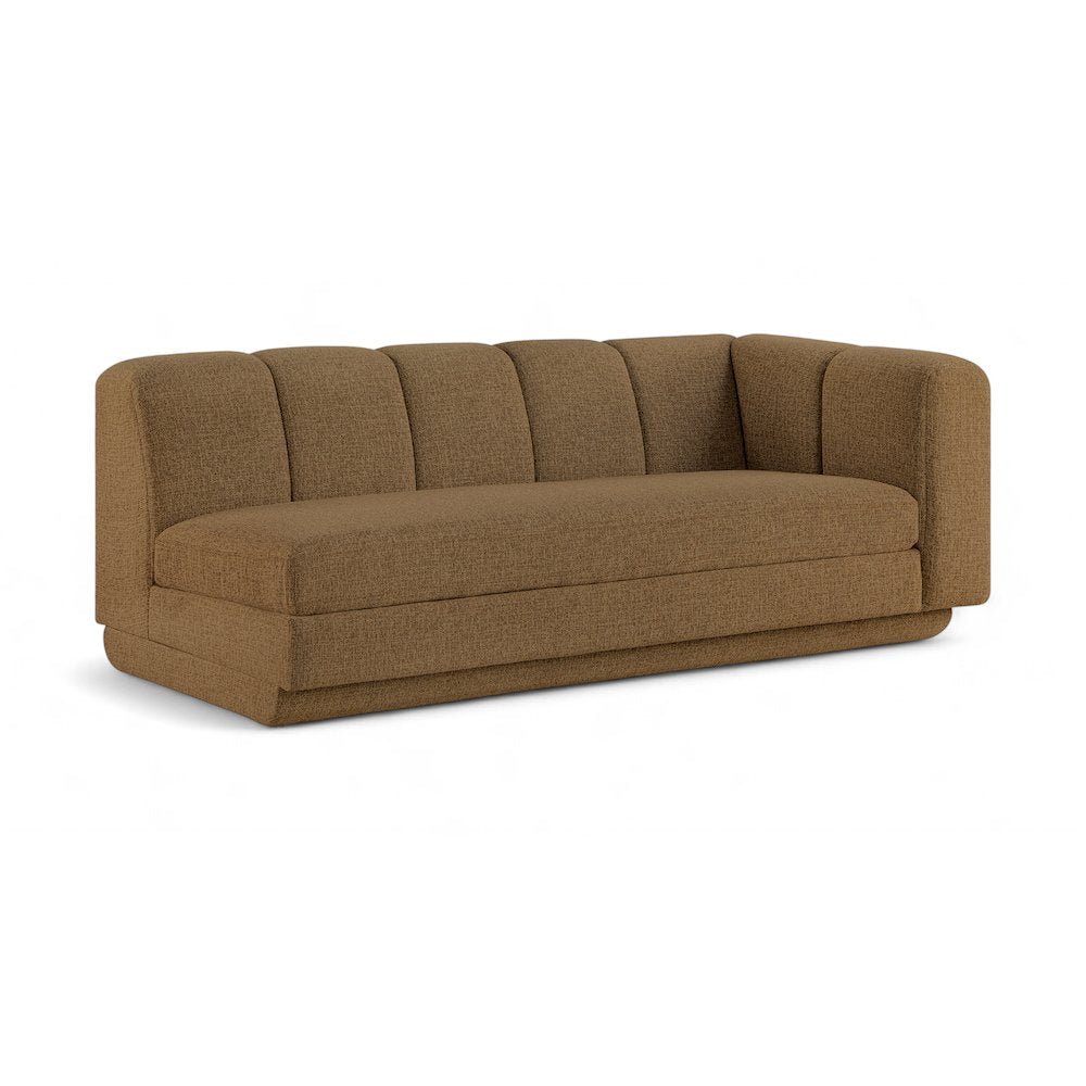 Modari 76.75" Brown Fabric Upholstered Right Arm Sofa